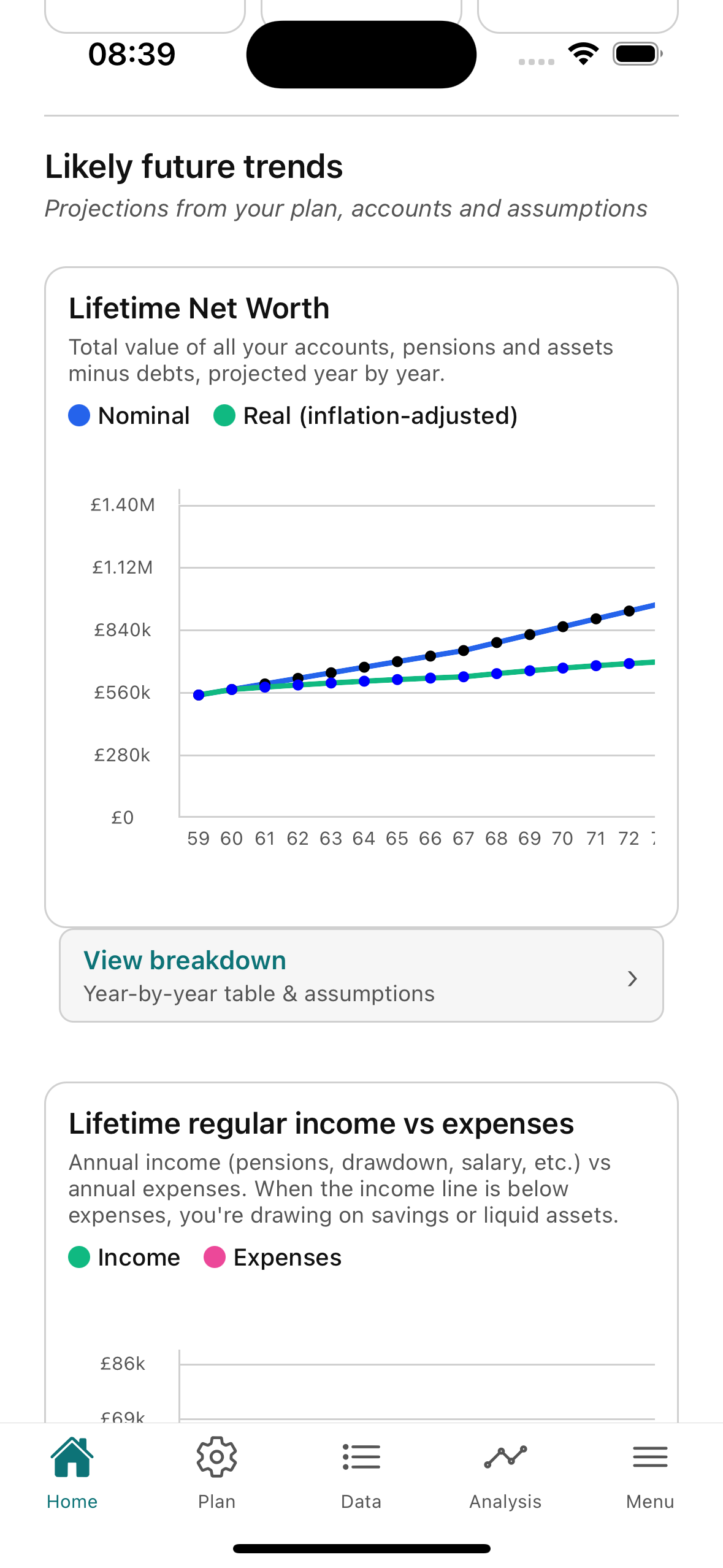 Pension Cashflow Modeller iOS screenshot 2